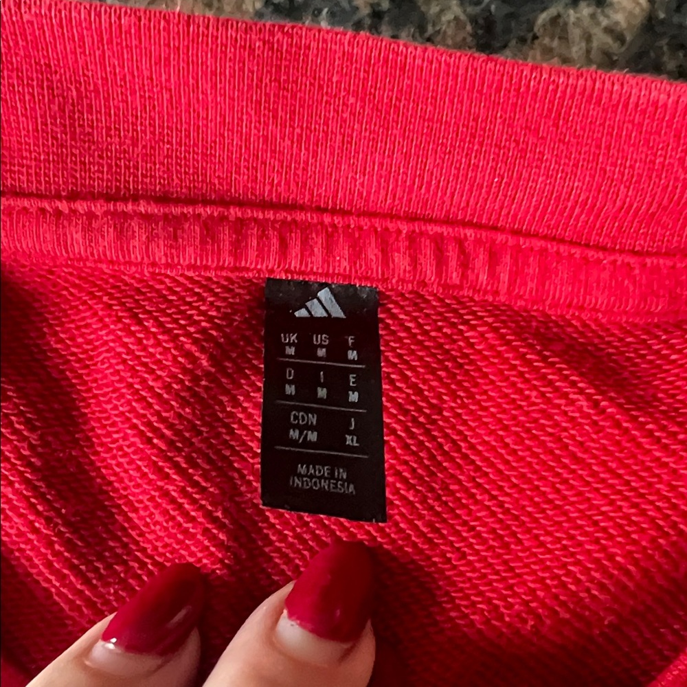 adidas Red Crewneck Sweatshirt with White Logo - Men medium Tennis - Picture 2 of 3